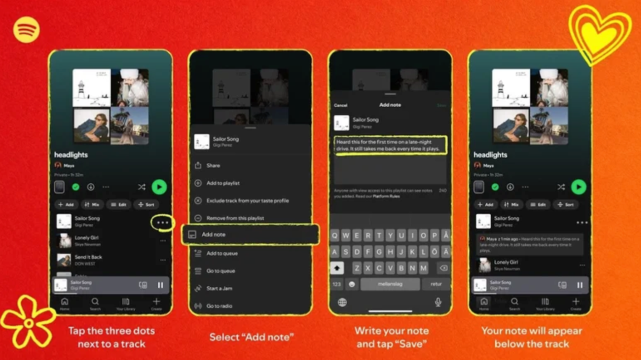 Spotify'dan çalma listelerine kişisel dokunuş: Şarkılara artık not bırakılabiliyor