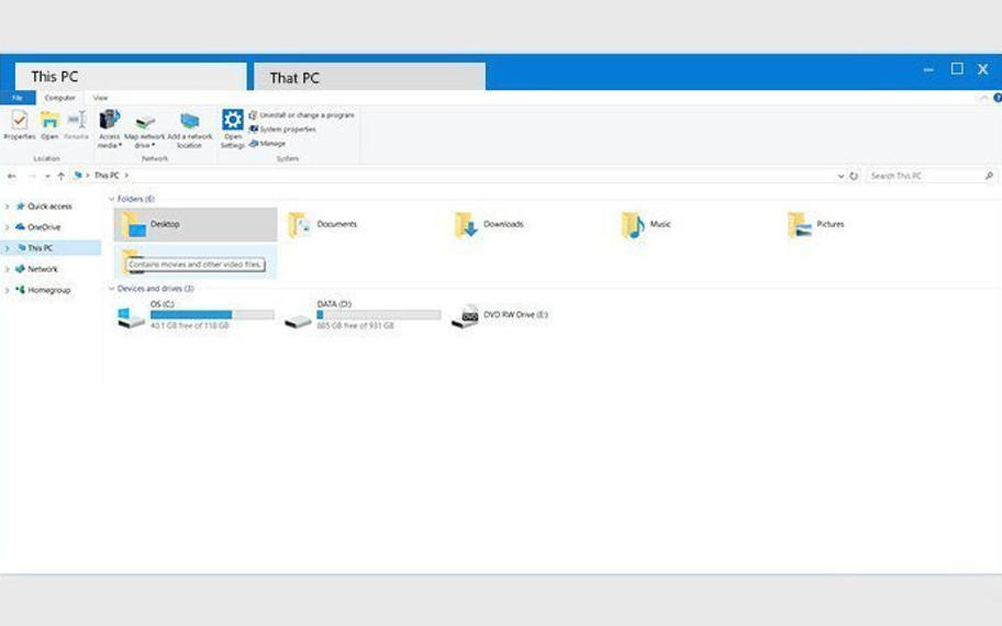 Microsoft, Sekmeleri Windows 10'a Taşıyor
