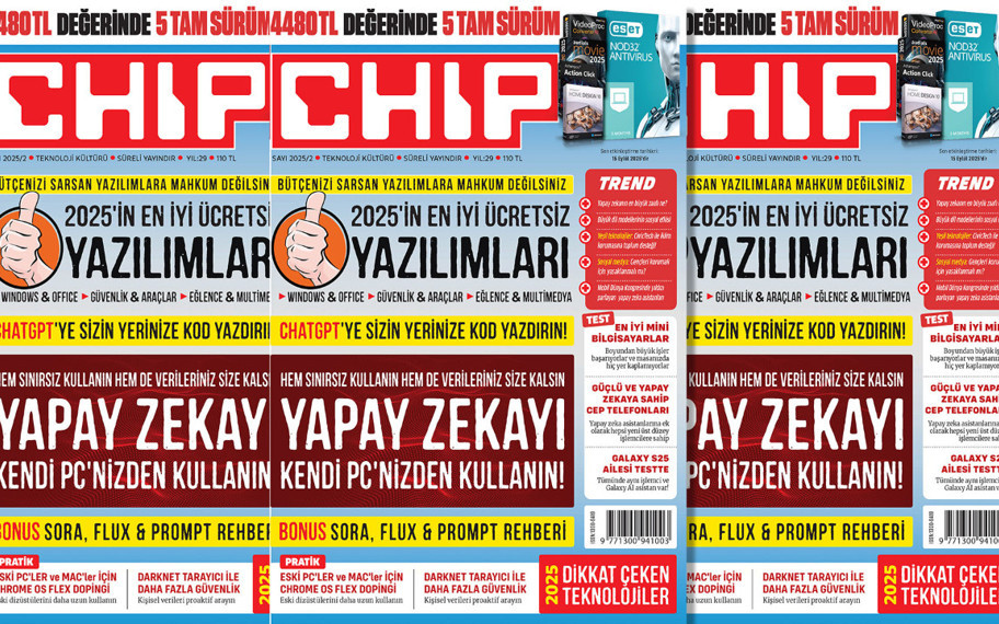 Yapay Zeka konuları ile dolu CHIP bu ay 4480 TL değerinde tam sürüm yazılım hediyeli!