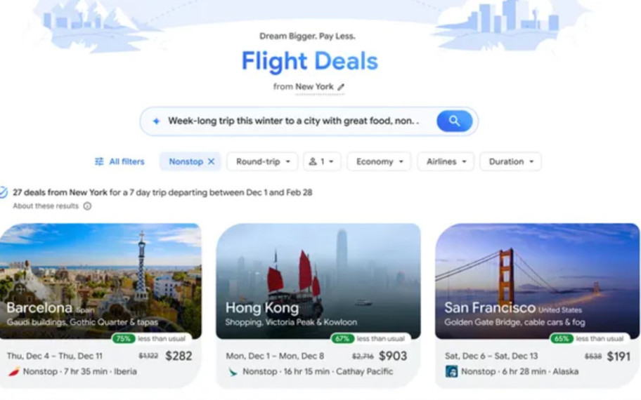 Google Flight Deals: Uçuş aramalarında yapay zeka dönemi