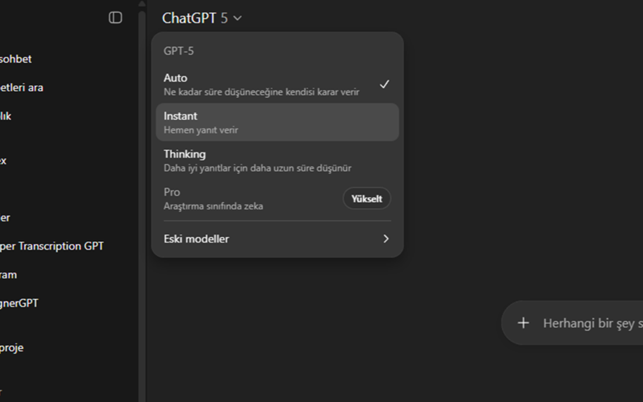 GPT-5'in düşünme süresini kontrol edin: Hızlı mı, Derin mi?