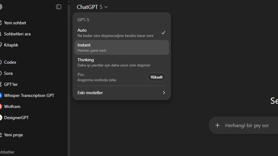 GPT-5'in düşünme süresini kontrol edin: Hızlı mı, Derin mi?