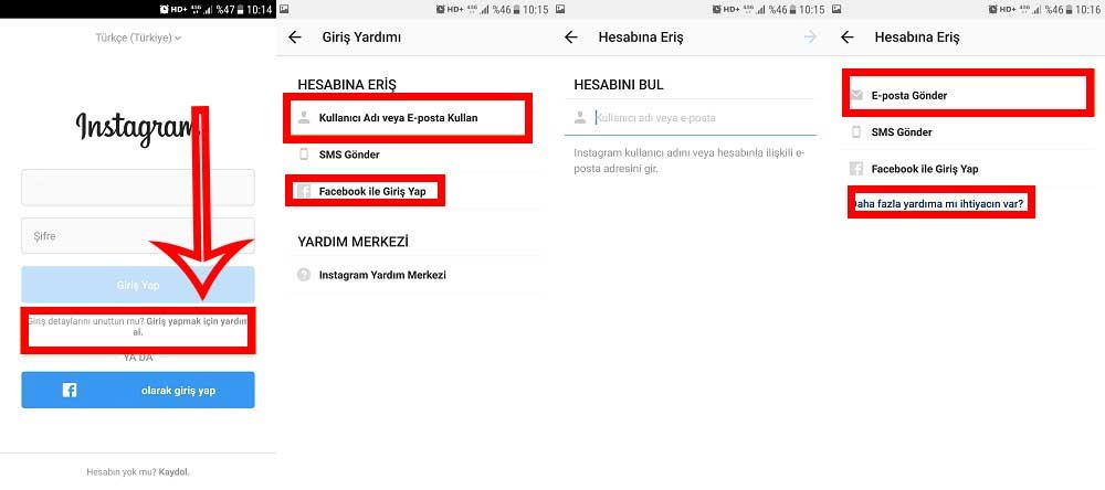 instagram şifre unuttum