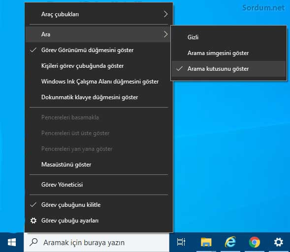 windows 10 arama